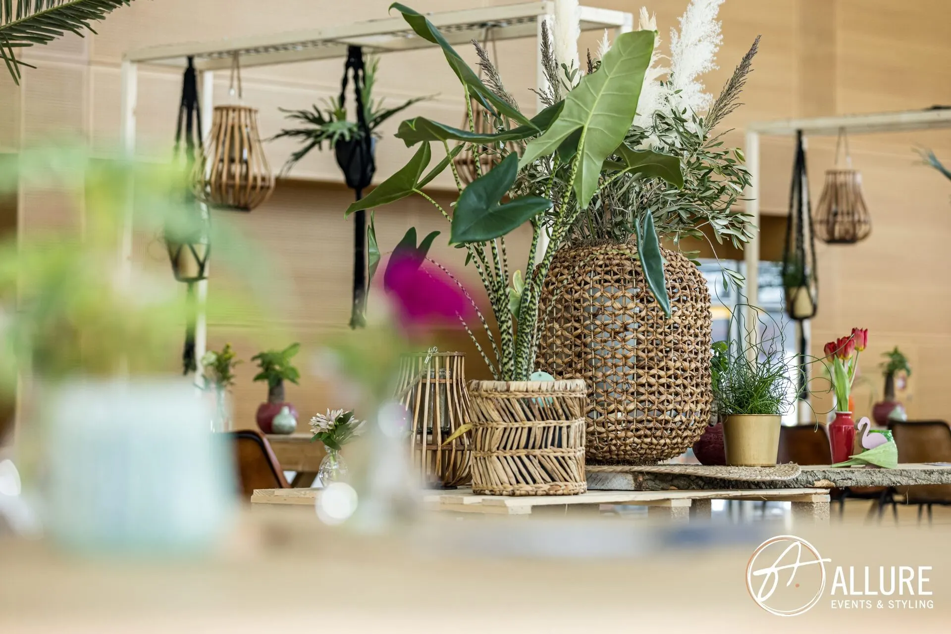 Detail van de rustieke eventstyling